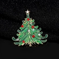 Christmas tree brooch with green enamel and sparkling rhinestones in a gold-tone finish - Christmas Tree Style (YNCP1556)