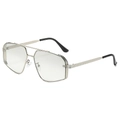 Lunettes aviateur vintage en métal argenté avec double pont et branches texturées - Monture Argentée Verres Miroir Argent