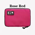 Borsa organizer portatile rosso rosa per accessori elettronici con cerniera per cavi - Rosa Rosso