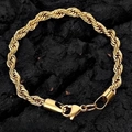 Gold-plated stainless steel rope chain bracelet, 6mm width, featuring lobster clasp - 6mm Gold 23cm