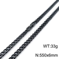 Collar de cadena cubana negra de acero de titanio de 6mm para hombre 550mm 33g - Negro (KN198164-Z)