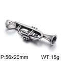 Ciondolo a forma di tromba in acciaio inossidabile argento 56x20mm stile vintage - Ciondolo Tromba Argento (KP55896-BD)