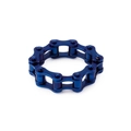 Herrenring aus hellem blauem Titanstahl mit industriellem Gliederketten-Design-Stil - US 8 / Blau
