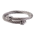 Zilveren roestvrijstalen kabelarmband met punk schedelmotief en gepolijst open design - Staal Kleur (KB121342-KFC)