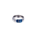 Anello in acciaio argento con croce in smalto blu e pietra in zirconia trasparente - US 6 / Blu