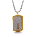 Herren Anhänger-Halskette in Gold und Silber Optik mit vier funkelnden Kristallen - Goldener Rahmen Silber Mattierter Stil(KN89764-KPD)