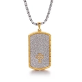 Mens gold and silver military dog tag necklace with cross pendant and box chain - Gold and Silver Two-Tone Frosted Cross Dog Tag (KN89757-KPD)