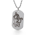 Halskette aus Edelstahl mit silberner Hundemarke und eingraviertem Cartoon-Tiger-Motiv - Kleiner Tiger (KP81742-Z)