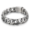 Bracciale cubano massiccio da uomo in acciaio inossidabile 316L con finitura spazzolata - Stile Spazzolato Opaco / 23CM / Argento