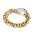 Bracciale da uomo bicolore oro e argento in acciaio inossidabile con fibbia quadra - Stile Bicolore Dorato (KB49300-D)