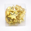 Set di ornamenti natalizi a stella dorata con cordini in una scatola regalo trasparente - 4.5CM / Oro