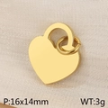 Golden heart pendant made of polished stainless steel, 16x14mm minimalist DIY jewelry - Gold Mirror Heart Style (KP120373-Z)
