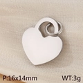 Ciondolo a cuore in acciaio al titanio argento lucido, misura 16x14mm e 3g - Stile Cuore a Specchio Argento (KP120374-Z)