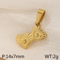 Golden heart-shaped pendant with sunburst texture and 14x7mm size measurement - Gold Double Heart Style (KP119979-Z)