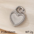 Ciondolo a cuore argento con texture opaca e scanalature radiali da 18x16 mm - Stile Cuore Liscio Argento (KP100362-Z)