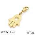 Goldener Hamsa-Hand-Anhänger mit Herz-Ausschnitt, 22x15mm groß und 2g schwer auf Weiß - Gold Herz Hohl (KLJ6994-Z)