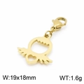 Colgante de ángel corazón alado bañado en oro, 19x18mm con cierre de langosta y aro - Estilo Dorado (KLJ6988-Z) / 19*18mm