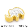 Colgante de elefante dorado con cristales en acero inoxidable de 15x10mm - 15*10mm / Dorado (KLJ3606-Z)