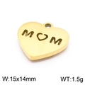 Colgante de corazón dorado con grabado MOM y diseño calado para joyería DIY - Dorado