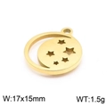 Colgante circular de acero inoxidable dorado con diseño de estrella y luna 17x15mm - 17*15mm / Dorado (KLJ7104-Z)