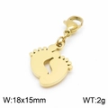 Ciondolo a forma di piedino dorato in acciaio inox con chiusura a moschettone - 18*15mm / Oro (KLJ6995-Z)