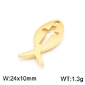 Colgante pez dorado de acero inoxidable con patrón de cruz, talla 24x10mm, peso 1,3g - 24*10mm / Dorado (KLJ7141-Z)