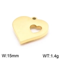 Colgante de corazón hueco de acero inoxidable dorado con 15mm de ancho y 1.4g peso - 15mm / Dorado