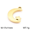 Colgante de estrella y luna doradas de acero inoxidable cepillado para joyas - 17*11mm / Dorado