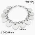 Silver stainless steel chain bracelet with ten polished heart-shaped charms - Steel Color Polished Heart Style (KB179410-Z)