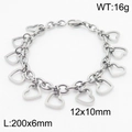 18K gold plated stainless steel curb chain bracelet with hollow heart charms - Steel Color Hollow Heart Style (KB179412-Z)