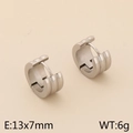 Silberne Edelstahl-Creolen mit dreireihigem Rippendesign, Größe 13x7mm und 6g - Dreifach Gerippter Silberner Stil (KE111294-K)