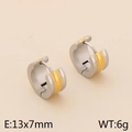 Three-row 18K gold and silver brushed stainless steel hoop earrings for men and women - Two-Tone Gold Silver Patchwork Style (KE111296-K)