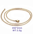 Collana catena a croce in acciaio inossidabile dorato minimalista 450mm x 2mm - Colore Oro 2 mm 45 cm (KN80708-Z)