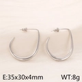 Orecchini a cerchio a U in argento con design ovale irregolare, misura 35x30x4mm - Color Acciaio