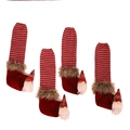 Lot de 4 couvre-pieds de table gnome de Noël en toile de jute tricotée à rayures rouges - Lot de 4