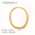 Minimalist gold-plated stainless steel bead necklace measuring 40cm with 12mm beads - Gold Necklace (12mm Bead) / 40cm+5cm