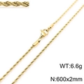 2mm golden stainless steel twisted rope chain necklace with lobster clasp 60cm length - 2mm Width 60cm Length (KN228809-Z)