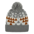 Bonnet tricoté dinosaure pour enfant avec pompon gris et motif gris et orange - Convient aux 1-4 Ans / Gris Triangle