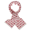 Détail macro du tricot et du motif jacquard coeur rouge sur l'écharpe d'hiver - Blanc avec Cœur