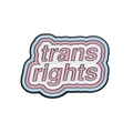 Trans Rights enamel pin with light blue pink and white waves on a white background - Trans Rights Text Style (XZ9553)