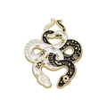 Spilla a serpente creativa bianca e nera stile yin yang con motivi smaltati di sole e luna - Xz9563