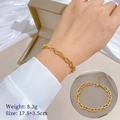 Gouden titanium stalen schakelarmband voor dames met matte textuur en elegant design - Goud (T111)