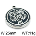 Colgante Árbol de la Vida de acero de titanio con esmalte, diámetro 25mm y peso 11g - Estilo Árbol de la Vida 25mm (KLJ4279-Z) / Color Acero
