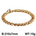 Two-tone gold and silver stainless steel NK chain bracelet with lobster clasp for men - Gold Color Cuban Chain (KB126636-Z)