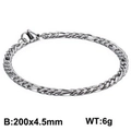 Zilveren 4,5mm Figaro-armband van roestvrij staal met karabijnsluiting, 200mm lang - Stalen Kleur Figaro Ketting (KB126628-Z)