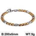Two-tone gold and silver Figaro chain bracelet with lobster clasp, 200x6mm size - Two-Tone Figaro Chain (KB126652-Z)