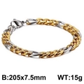 Two-tone silver and gold stainless steel NK chain bracelet for men and women - Two-Tone Cuban Chain (KB126653-Z)