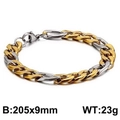 Two-tone gold and silver stainless steel Figaro chain bracelet for men with lobster clasp - Two-Tone Figaro Chain (KB126654-Z)