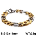 Two-tone gold and silver stainless steel NK chain bracelet with lobster clasp - Two-Tone Cuban Chain (KB126655-Z)