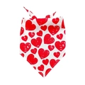 Close-up detail of red heart print pattern on cotton pet bandana for Valentine's Day - One Size / Red Vintage Heart Bandana (QRSJ006)